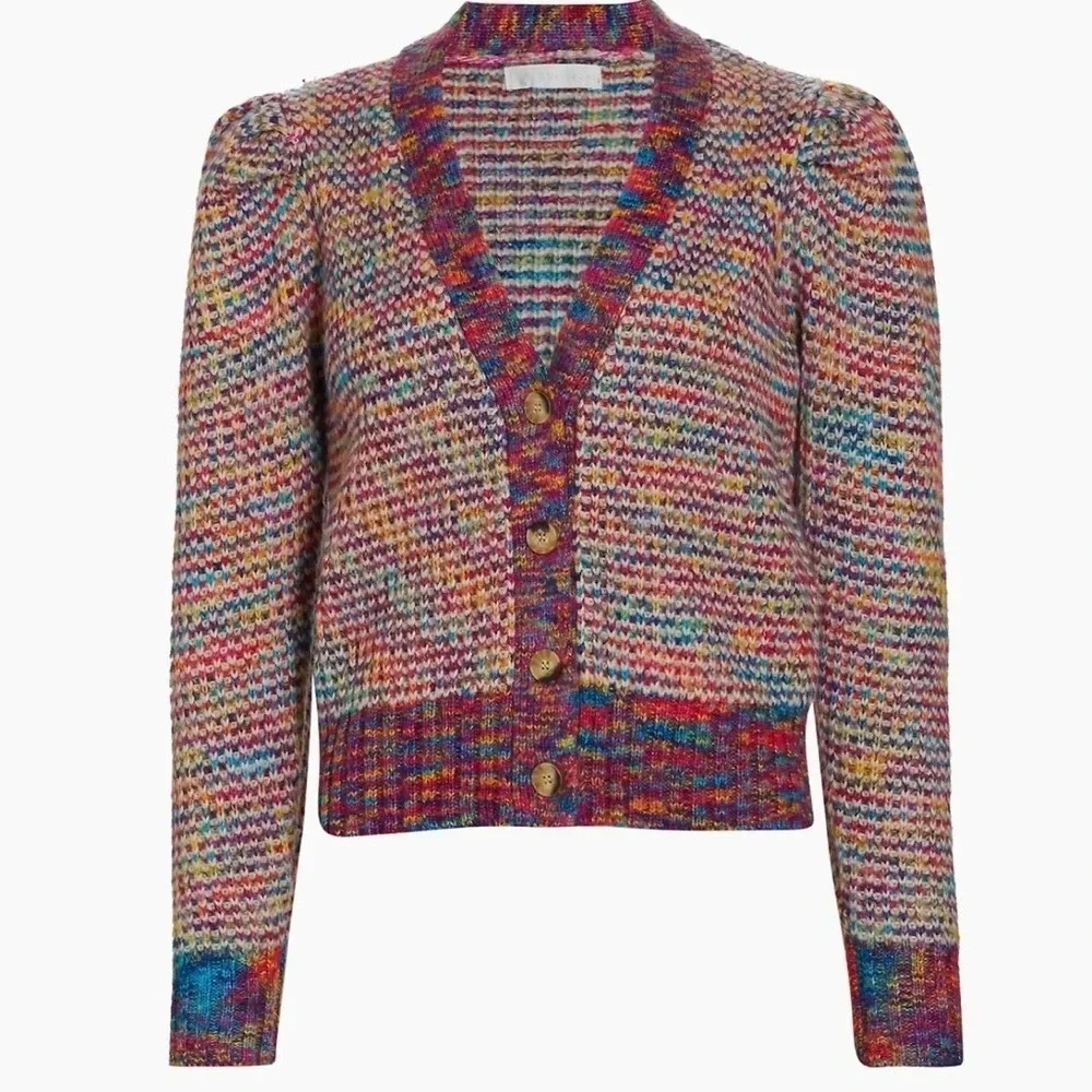 Design History Multicolor Puff Sleeve Cardigan